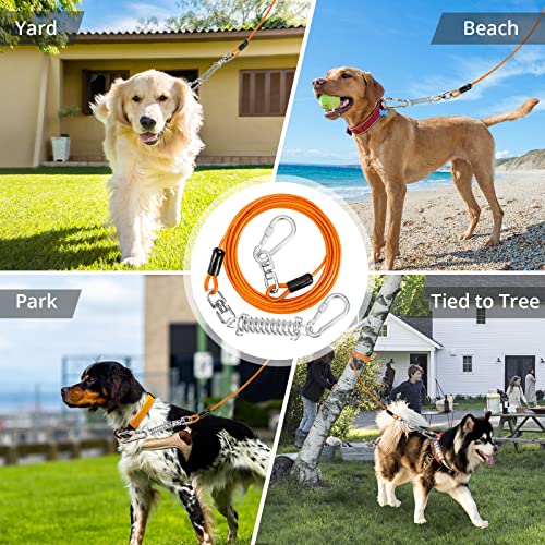 Jenico Dog Tie Out Cable - 15 Ft Dog Runner Cable With Swivel Hook, Dog Leash Run Tether For Yard Outdoor And Camping, Rust- Proof Training Line For Small To Medium Pets Up To 500 Lbs #TOP6
