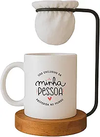 Kit Presente para Namorado ou Namorada com Caneca “Pessoa Favorita do Mundo” + Mini Coador de Café – Presente Romântico Criativo para Casal, Dia dos Namorados, Aniversário