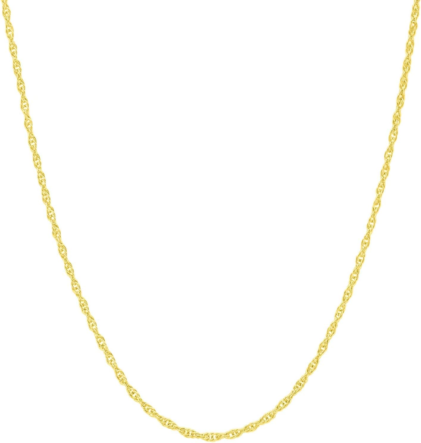 14K, 10K Yellow or White or Rose Solid Gold Italian Diamond Cut 0.8 mm-1.2 mm Rope and Mirror Cable Chain Necklace Thin & Strong gold chain Thin And Lightweight MADE IN ITALY