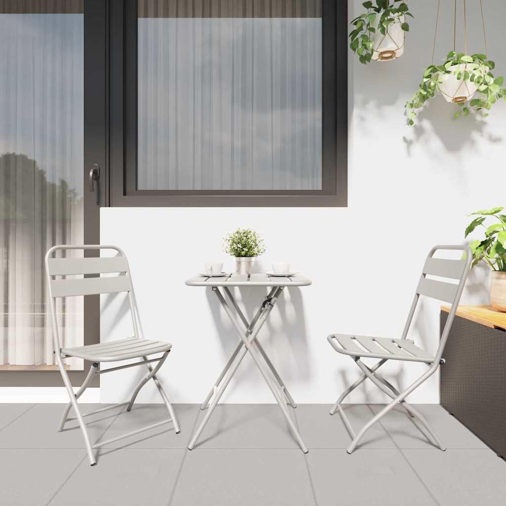 Set Bistrot Pieghevole 3 Pezzi Beige Acciaio