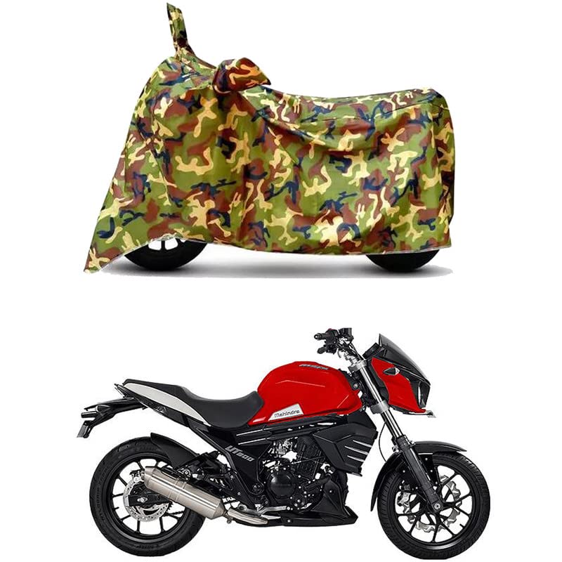 Image of Waterproof 100% PVC Coated Bike Scooty Two Wheeler Body Cover Compatible for Mahindra Mojo UT 300 /UV-Rays /Heat Protection /Birds Dropping /Scratchproof /Dust Proof [6X6 Jungle Print]