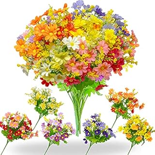 Floweralla Silk Daisy Artificial flowers 6Pcs Fake and plastic flowers for graves artificial wildflowers for decoration silk daisies flowers in a vase