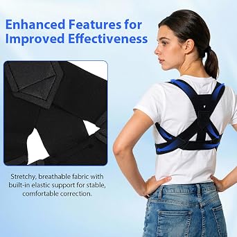 Posture Corrector for Women and Men, Adjustable Back Brace Posture Corrector, Breathable Upper Back Straightener, Lightweight Backs Support Belt for Neck Shoulder, L (Black)