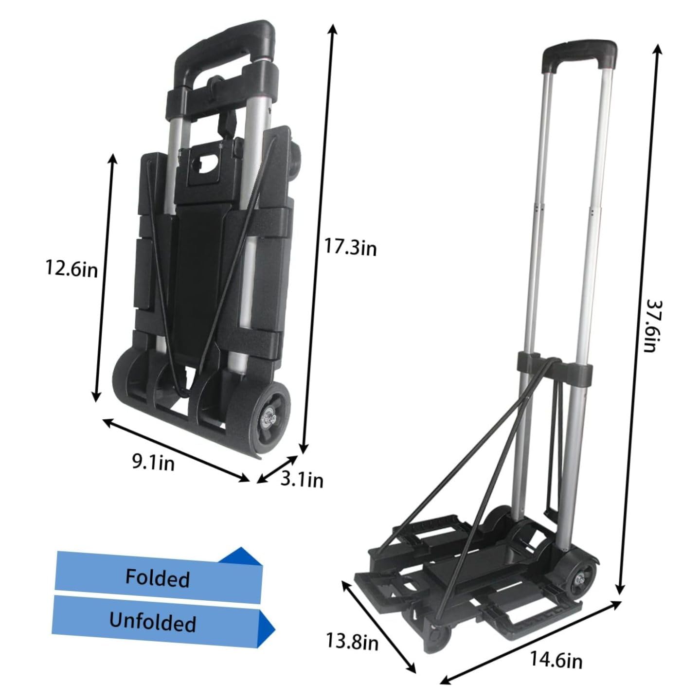 Gatuida Carrito De Equipaje Plegable De Ruedas Carrito Portátil De Mano para Camping Hogar