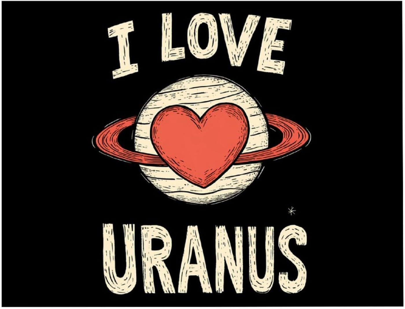 I Love Uranus Printed Diamond 5D Painting Kits DIY Full Drill Crafts for Home Wall Decor 16x20 Inch Yellow Wood 50 * 40cm