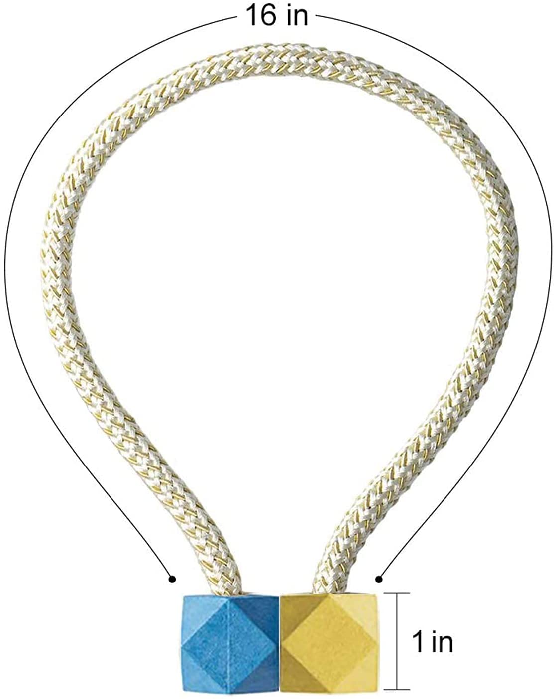 Embrasses de Rideaux magnétiques Pinces à Rideaux Retenues de Corde (Beige) (Couleur : Bleu, Taille : Hexagone) (Z Jaune+Bleu)