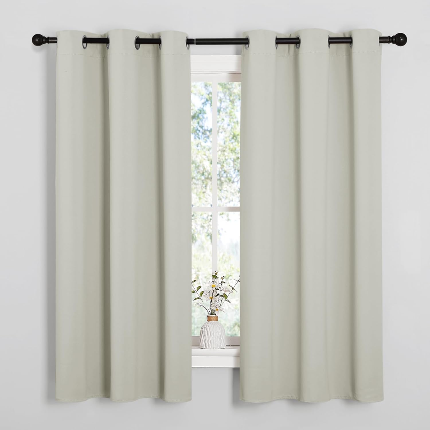 NICETOWN Thermal Insulated Grommet Room Darkening Curtains/Draperies/Panels for Bedroom (Bone White, 2 Panels, W42 x L63 inches)
