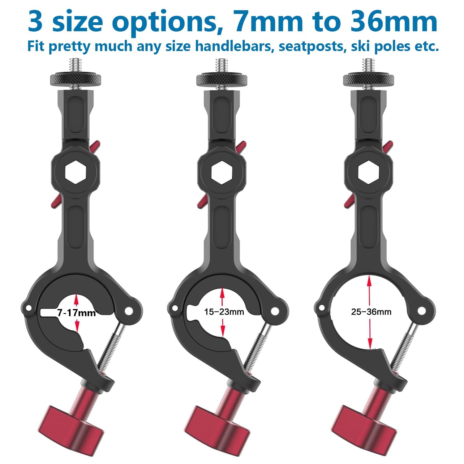 UNSTINCER 360° drehbarer Klebehalterung + Lenker Action Kamera Halterung für 7-35mm Stange Bundle