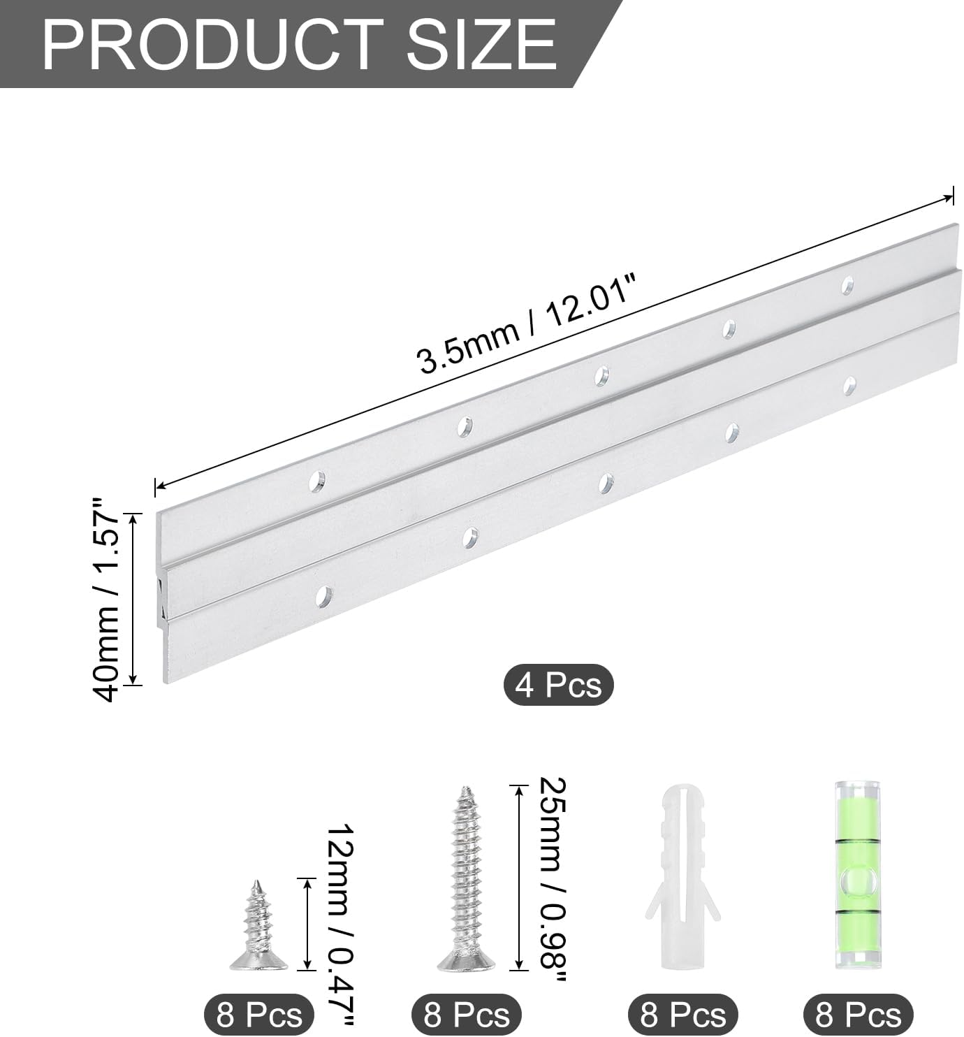 uxcell 4 Pair French Cleat Picture Hanger, 12 Inch Heavy Duty Aluminum Z Bar Clip Interlocking Wall Mounting Bracket Hanger Kit for Hanging Mirror Picture Shelf