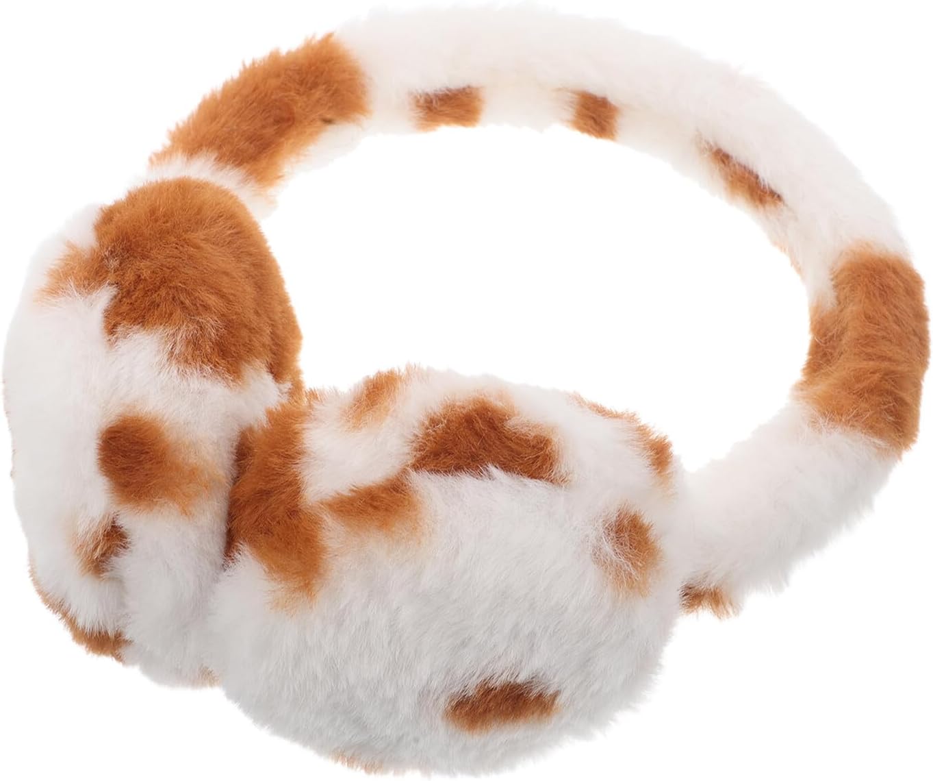 SUPVOX Cartoon Plush Foldable Leopard Print Ear Muffs, Warm Winter Ear Warmer for Men, Women, Khaki Protective Cold Weather Earmuffs for Outdoor Use