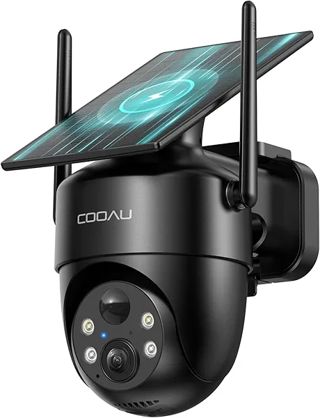 COOAU Solar Security Cameras Wireless Outdoor – Low-Light Rechargeable​​, Easy to Install, 2K 360° Camera for Home Security, Surveillance Cam with AI Smart Detection, Wi-Fi 6, Color Night Vision, IP66