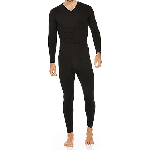 Thermajohn Long Johns Thermal Underwear for Men V Neck Fleece Lined Base Layer Set for Cold Weather