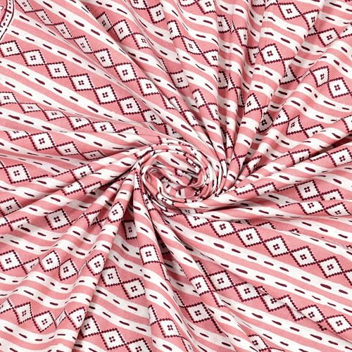 Image of BLOCKS OF INDIA Hand Block Printed 200 TC Cotton Super King Size Bedsheet (Pink LINE)