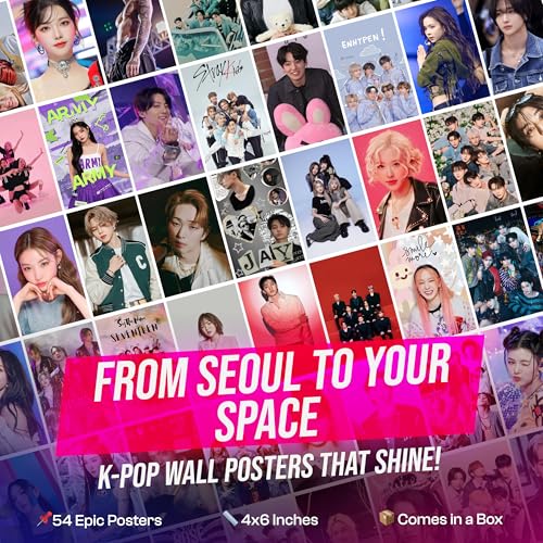 Image of K-Pop Poster Collage Set of 54 (4x6 Inch) - Aesthetic Wall Art of Top K-Pop Idols, Singers & Korean Celebrities | Prints for Kpop Room Decor, Fan Gifts, Dorm Makeovers & K-Pop Collectors