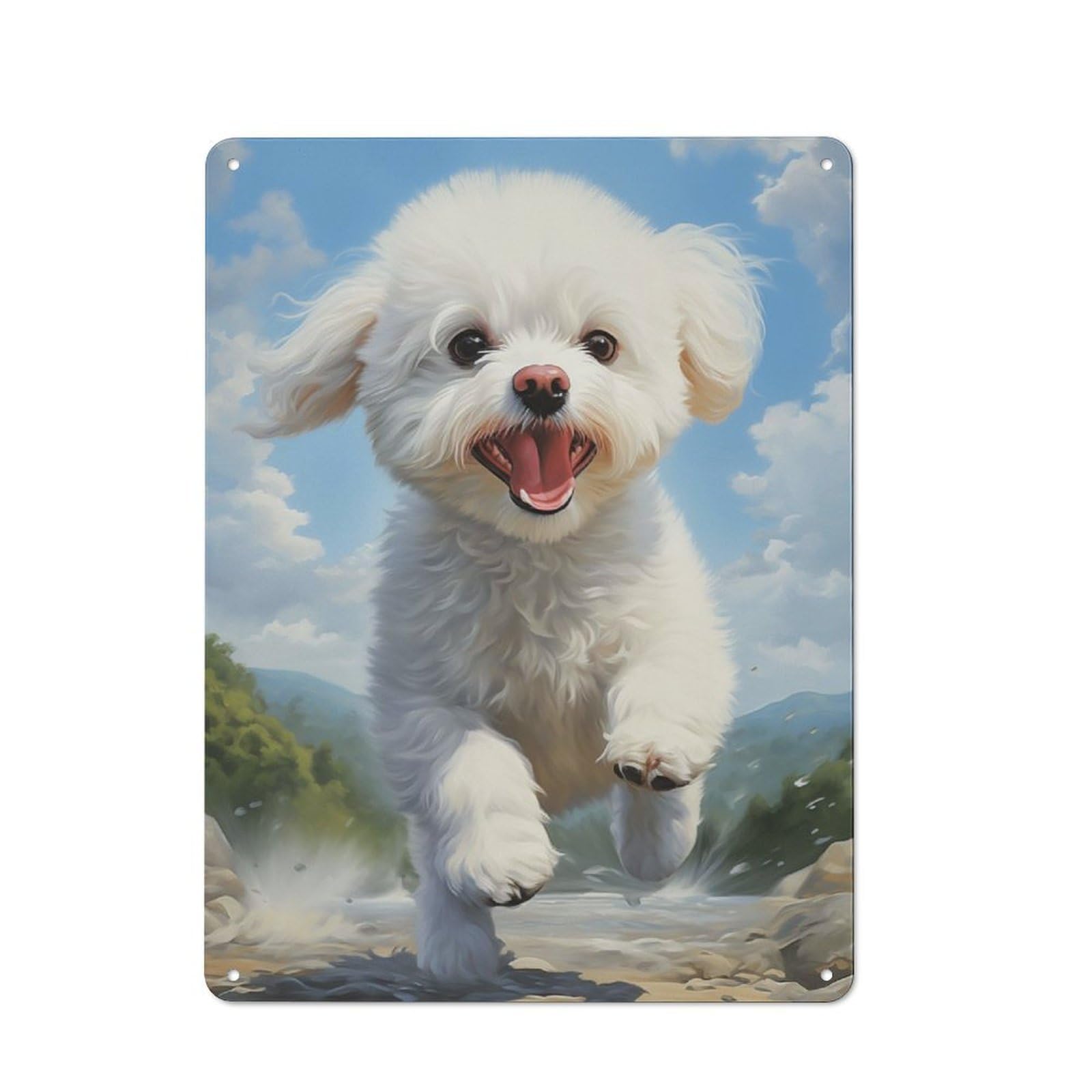 Junmoney Bichon Frise For Lounge Or Reading Corner, Vintage Metal Sign 40X30cm, For Cooler-Season Styling In Lounge And Reading Corner
