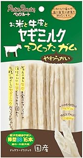 ペッツルート 犬用おやつ お米と牛皮とヤギミルクでつくったガム 棒型SS 16本