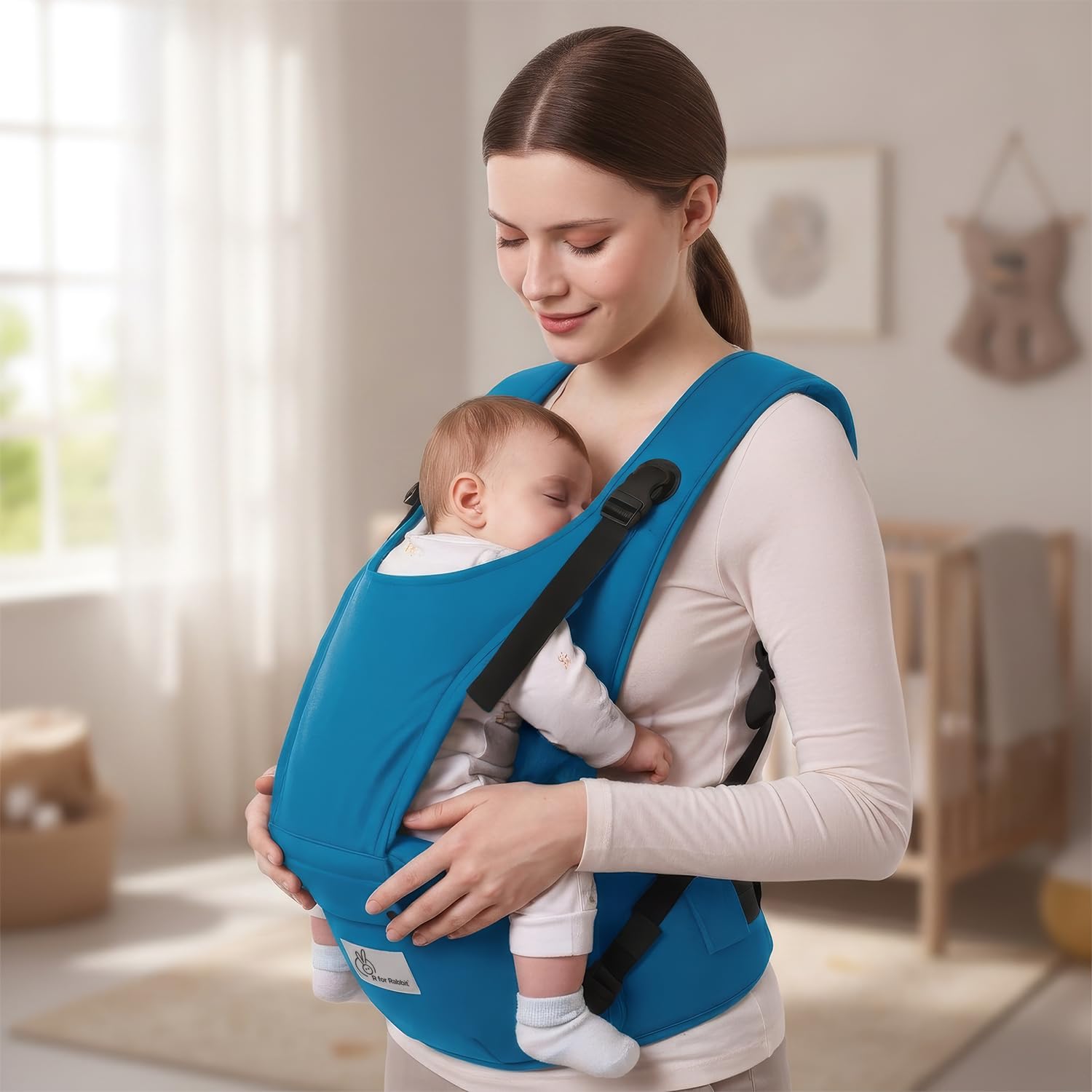 R for Rabbit Baby Carrier for New Born, 5 in 1 Hip Seat Front Carry Position Upsy Daisy Cozy Carrier Adjustable Straps for 4 to 36 Months Kids Weight Capacity Upto 15 Kgs (Denim Blue)-image-37