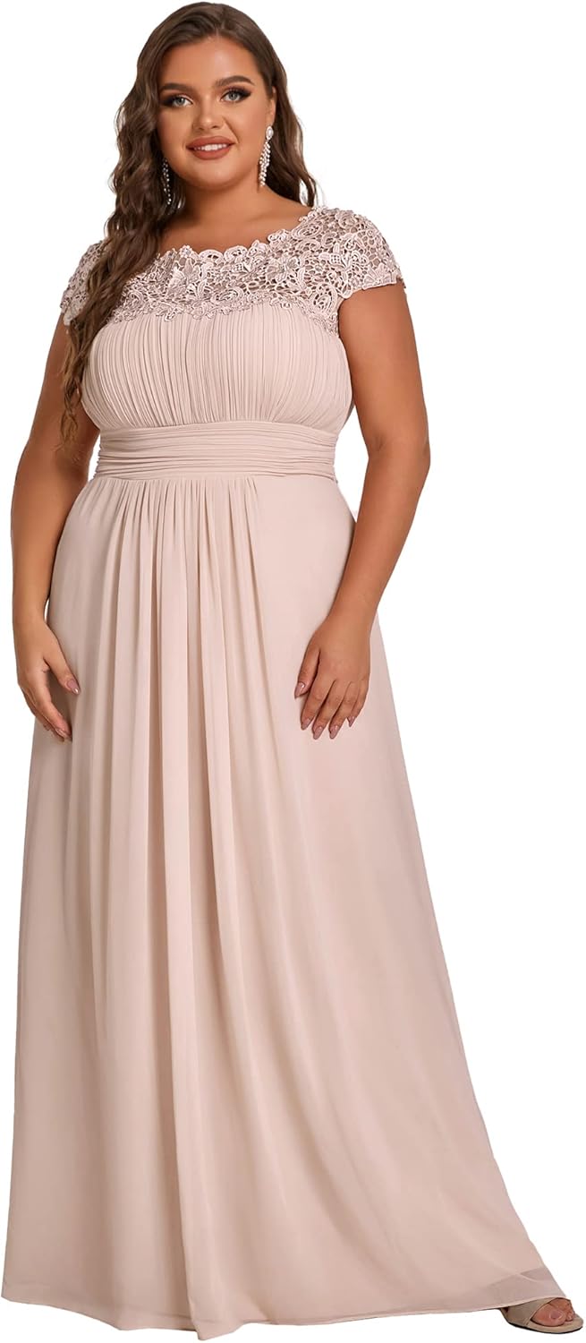 Ever-Pretty Women's Plus Size Lace Cap Sleeve Long Formal Evening Dress Maxi Dresses 09993PZUSA
