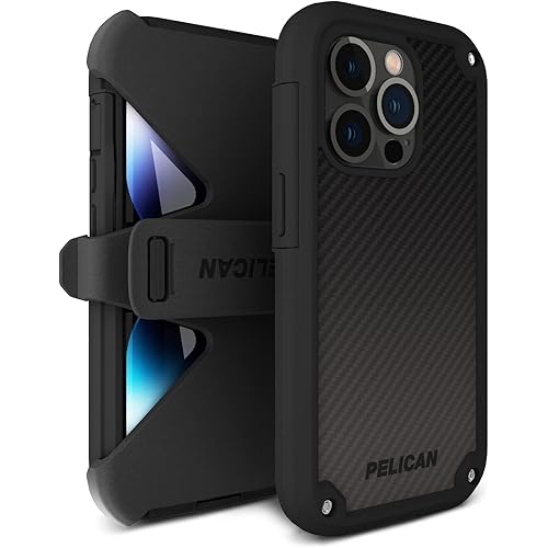 Pelican Shield Series - iPhone 13 Pro Case 6.1" [Wireless Charging Compatible] Protective Phone Case for iPhone 13 Pro with Belt Clip Holster Kickstand [21ft MIL-Grade Drop Protection] - Black