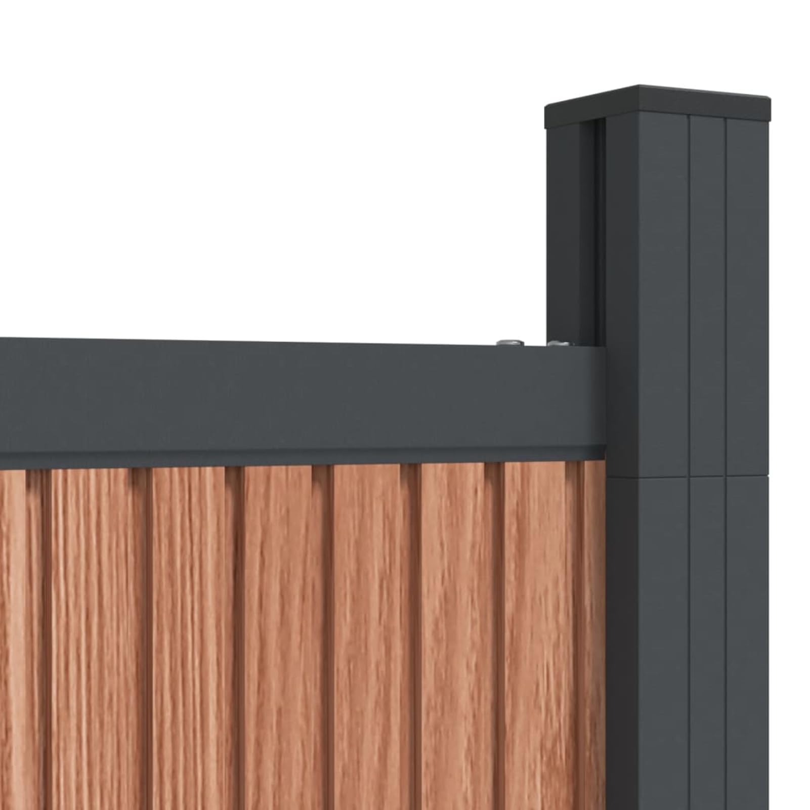 Panel de valla con 2 postes marrón 180 x 186 cm WPC, juego de paneles de valla de jardín, material WPC robusto y duradero, sistema modular con opciones de montaje flexibles, componentes de