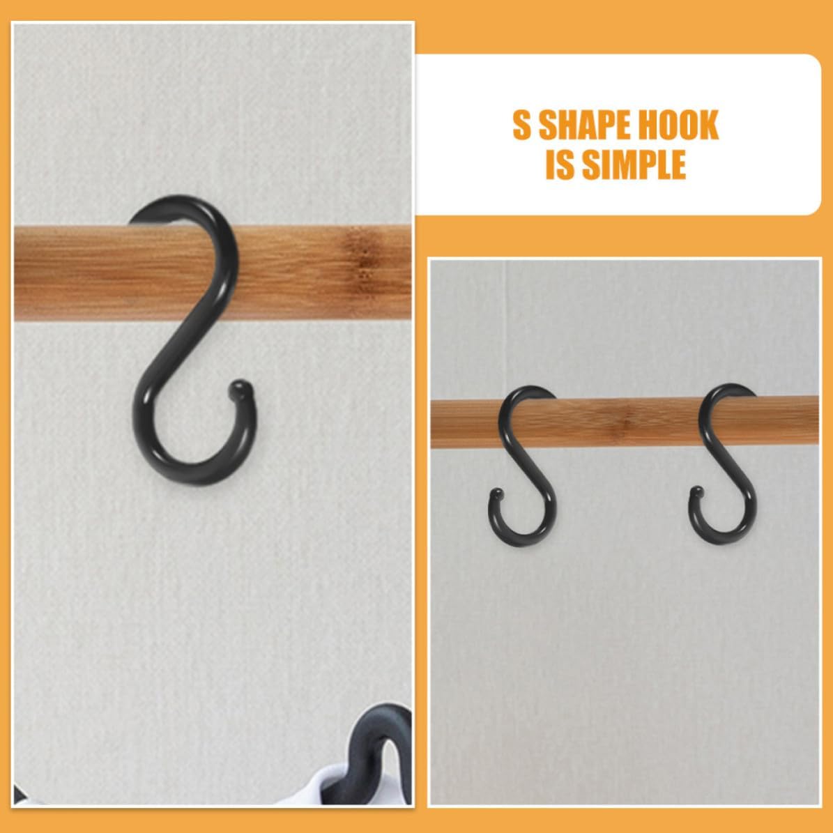 MAGICLULU 50pcs Black Plastic S-Shaped Hanging Hooks for Bags and Backpacks image 5