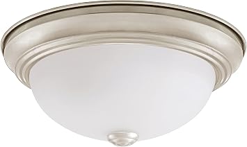 Aspen Creative 63022-1, 1-Light Flush Mount in Brushed Nickel Finish with White Alabaster Glass, 11-1/2" Diameter, E26 Socket/60 Watts, 1 Pack