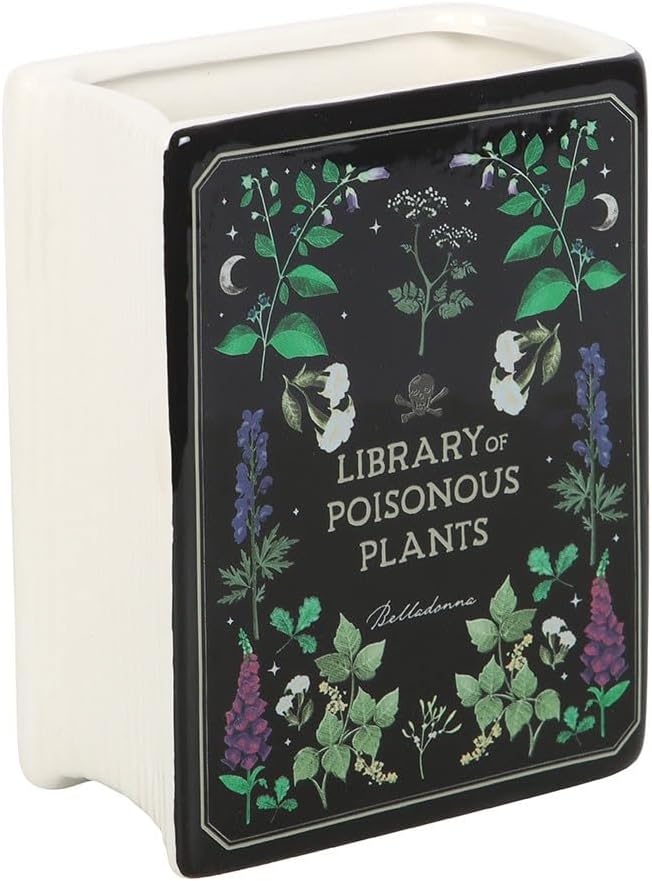 Poisonous Plants Book Shaped Ceramic Vase - Gothic Botanical Design 10 x 6 x 14.2 cm sold by Forum Myrilla | SKU 1702915466 | Printerval