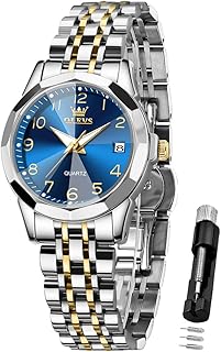 Womens Watch Classic Dress Number Female Watches for Ladies Analog Quartz Stainless Steel Waterproof Luminous Day Date Two Tone Easy to Read Wristwatch - Buy now