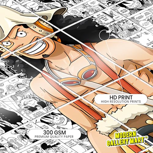 Image of MODERN GALLERY MART Pack of 20 One Piece Usopp Manga Poster | A4 Size Anime Wall Art (8.3 x 11.7 inch) | Manga Posters with Glue Dots | Anime Poster for Bedroom, Living Room, Office