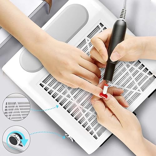 Miniatura 8 de Colector de polvo de uñas, aspiradora de 80 W, succión de potencia ajustable, máquina limpiadora de polvo para manicura, colector de polvo para uñas