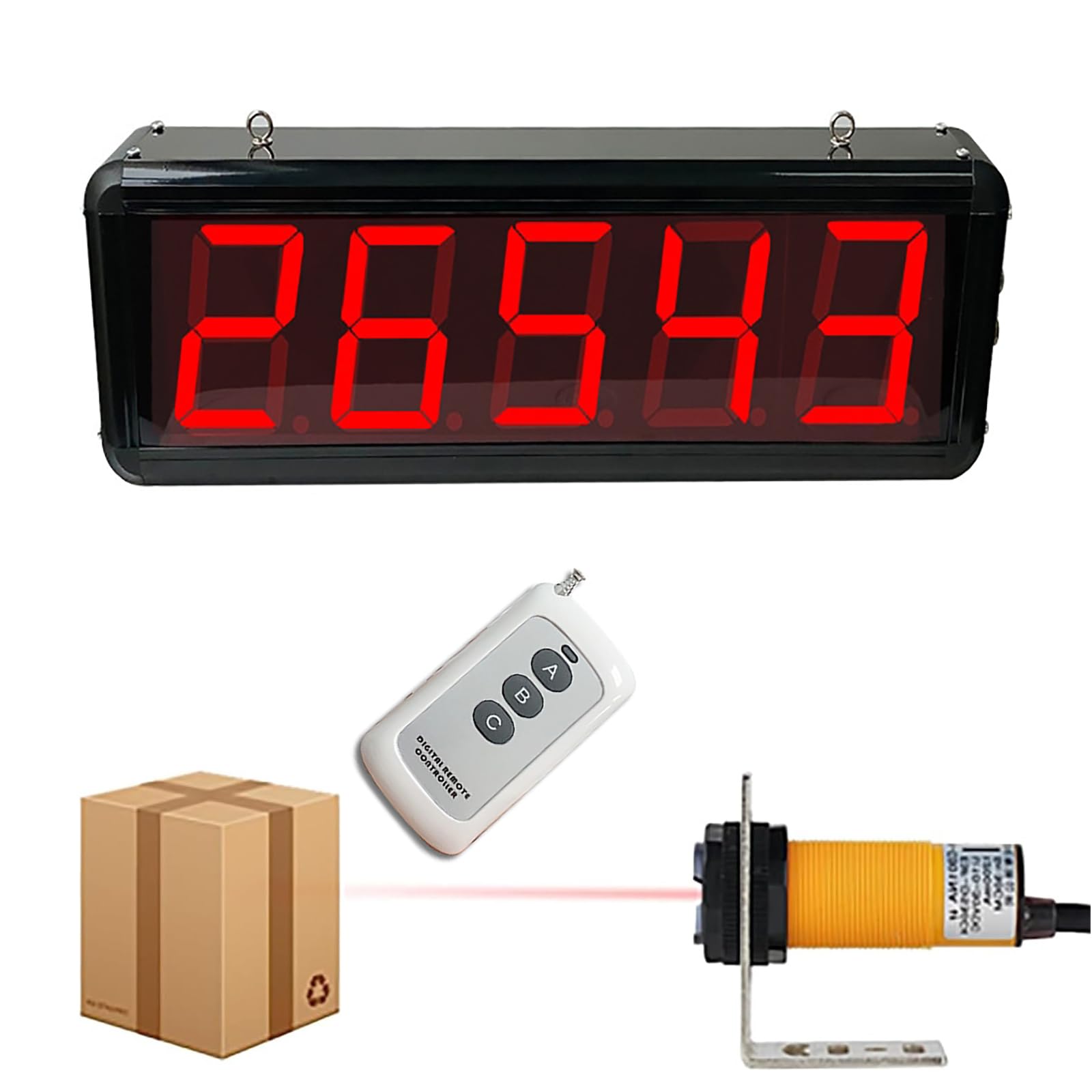 Contatore digitale LED con sonda a infrarossi, memoria di spegnimento, fino a 99999 conteggi, gamma sensore 70 cm per automazione di fabbrica e officina