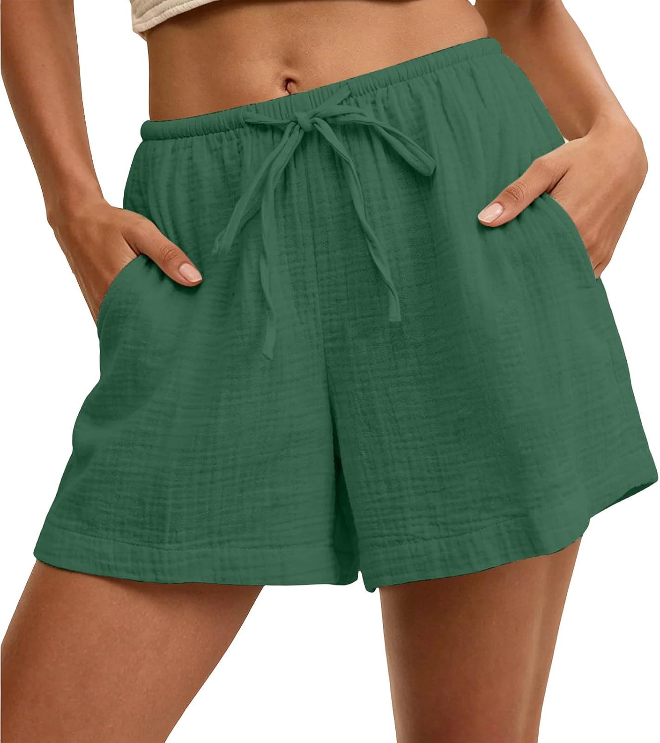 Drawstring Shorts for Women Summer Casual Wide Leg Loose Short High Waist Dressy Shorts Beach Vacation Clothes