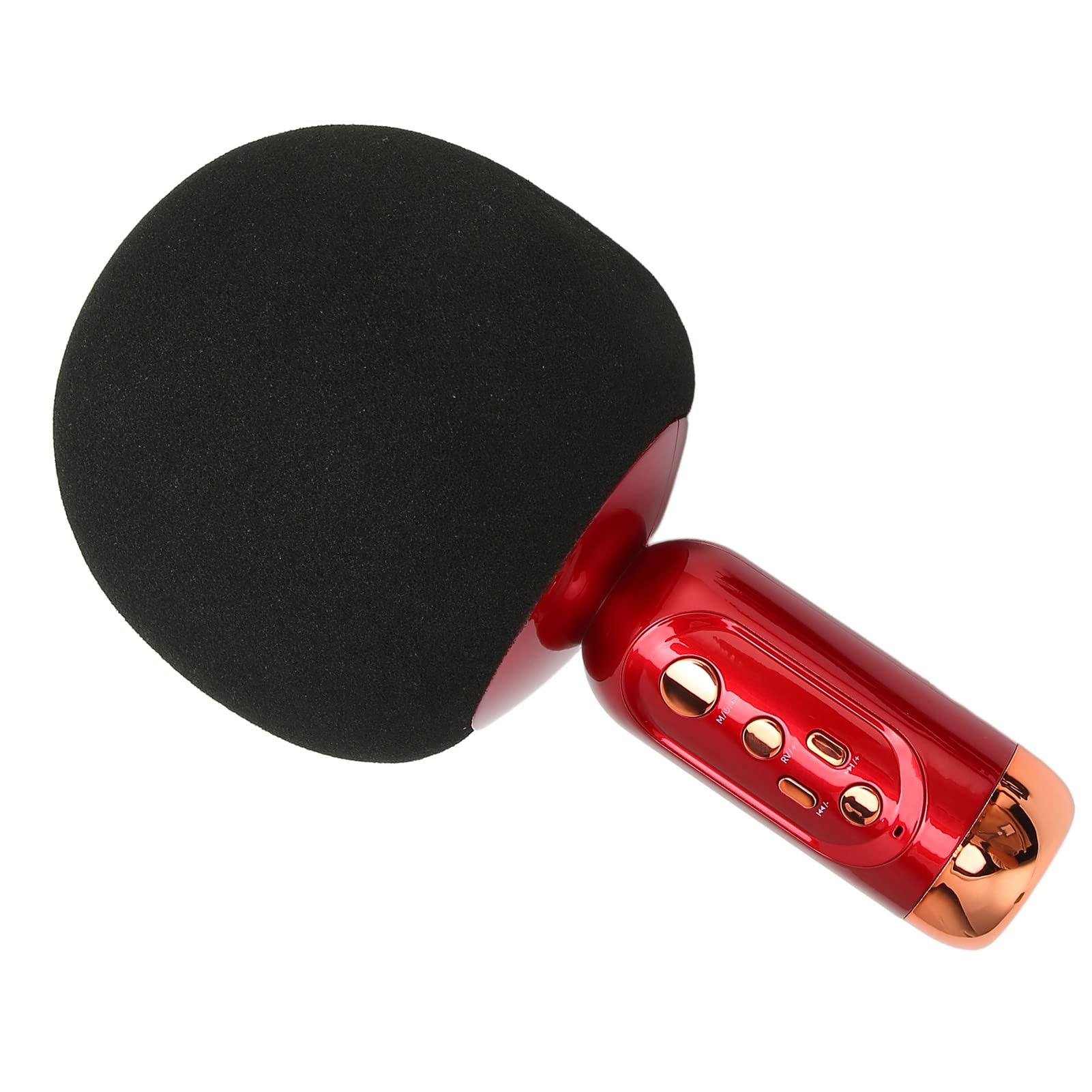 Micrófono de Karaoke Inalámbrico con Luz LED para Teléfono Móvil PC de Coche de Fiesta, Micrófono de Mano Recargable Adultos y Niños (Rojo)