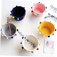 Vista 5 de ibasenice Cesta de cuerda de algodón cestas de almacenamiento de estilo nórdico organizador de escritorio gris