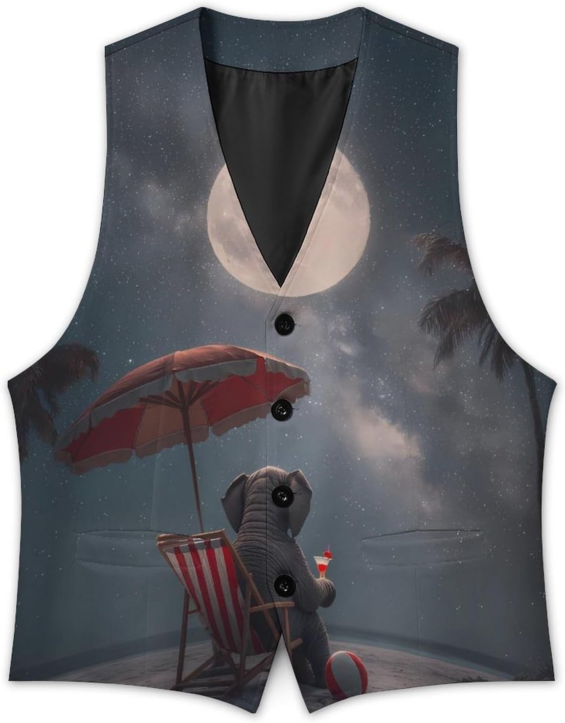 Animal Elephant Men's Suit Vest Formal Vests Casual Dress Fit Waistcoat Casual Tuxedo for Business