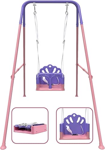 Juego de columpios plegables para niños pequeños, para interiores y exteriores, para patio trasero, diseño seguro y duradero, crece con tu hijo