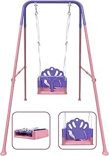 Foldable Toddler Swing Set, Indoor & Outdoor Baby Swing Set for Backyard, Safe and