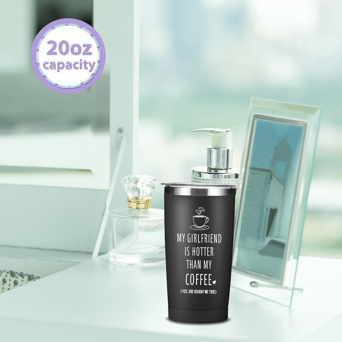 Funny Gift for Boyfriend from Girlfriend, 20 oz Insulated Tumbler Cups with Lid, Gifts for Him, Boyfriend, Christmas Birthday Gift Stemless Double Wall Vacuum Travel Mug for Coffee - Image 5