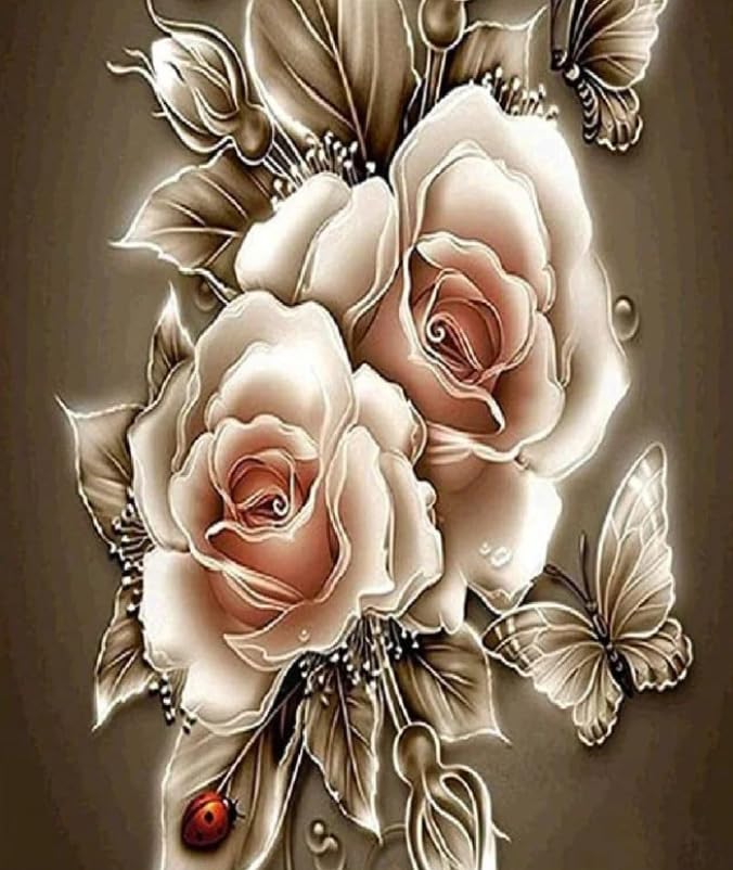 Syntego Diamond Painting Kits for Adults Floral Rose 5D Diamond Art Kit, Aesthetic Flower Wall Decor, Relaxing Craft Kit, Gem Painting - Image 2