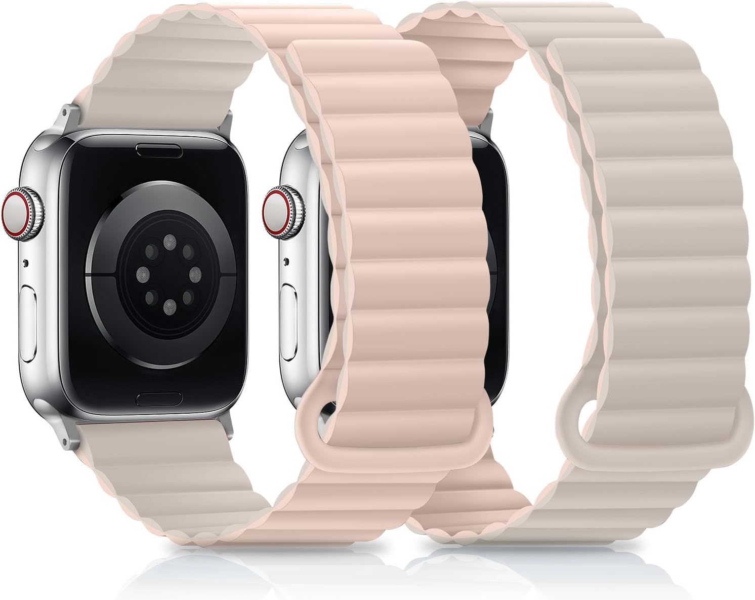 HITZEE Compatible with Apple Watch Band 49/46/45/44/42/41/40/38mm, Double Sided Silicone Magnetic Band Compatible for iWatch Ultra 3/2/1 Series 11 10 9 8 7 SE3 6 5-1 (38/40/41/42mm, Pink-Star) - Image 2