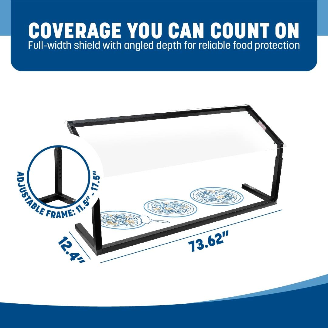 Carlisle 927203 acrílico ajustable de un solo lado de conejo estornudando Guardia con estructura de aluminio, 73.62 X 12.44, "negro