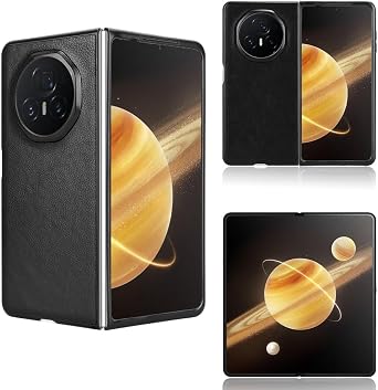 Phone Case for Honor Magic V3 5G Case, [PU Leather]+[Hard Plastic] for Honor Magic V3 5G Protector Case, Non-Slip Shockproof for Honor Magic V3 5G Phone Cover Black