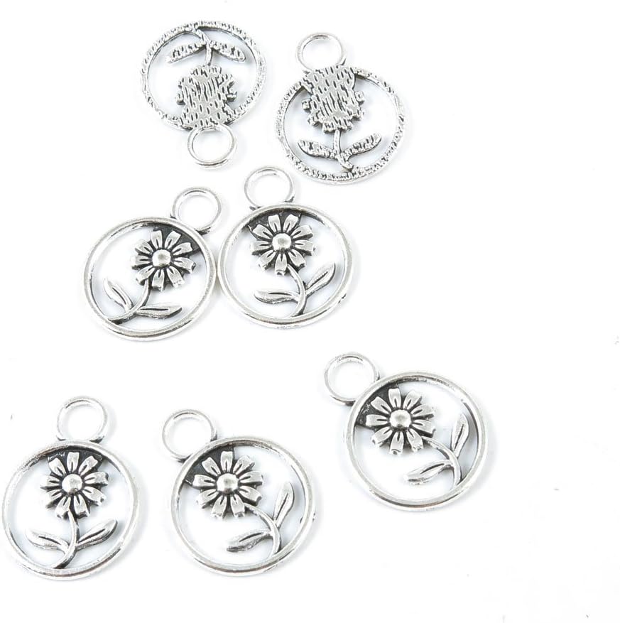 680 Pieces Silver Tone Jewelry Making Charms Supply ZY4112 Chrysanthemum Daisy Flower