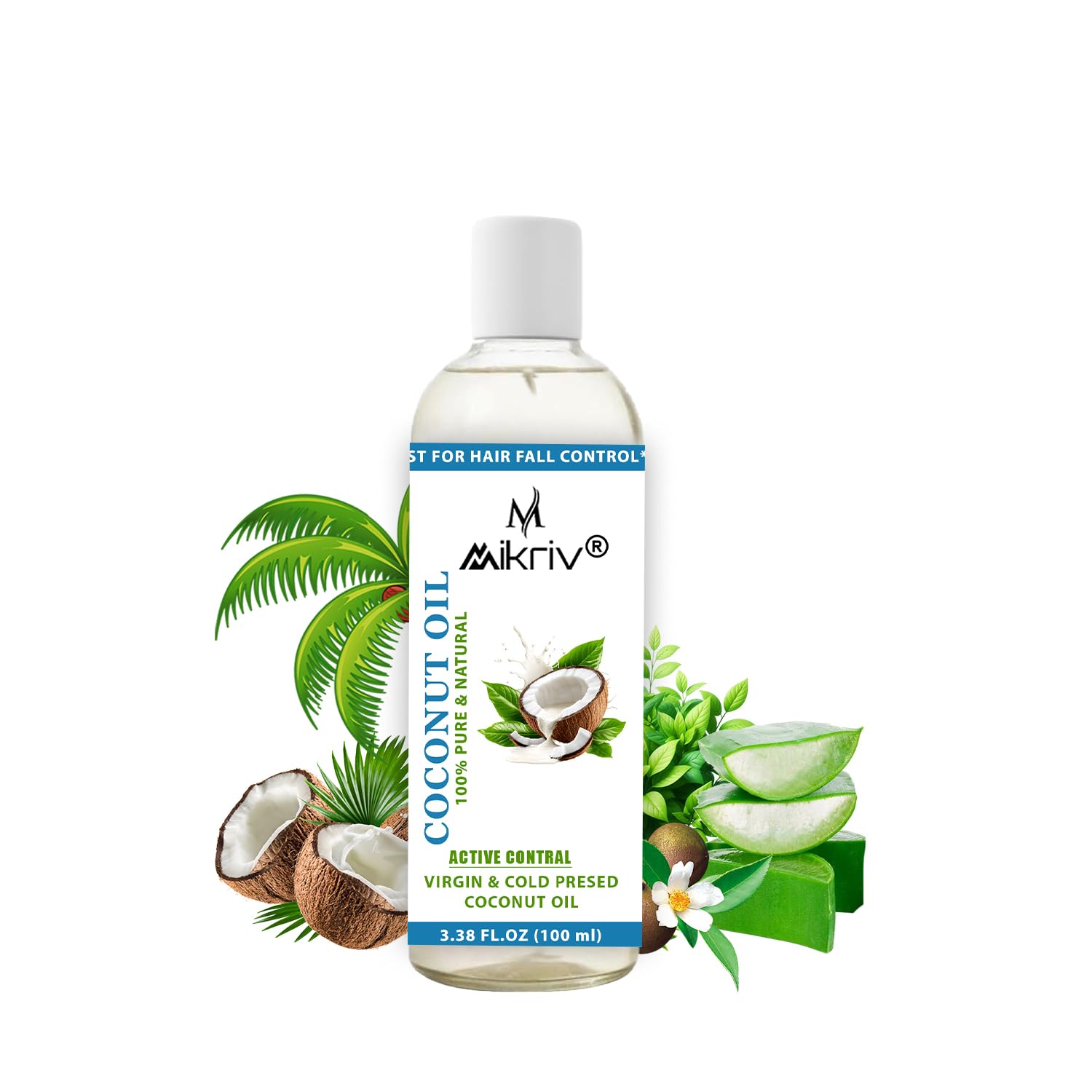 Coconut Oil 100% Pure & Natural, 100 ml | Virgin & Cold Pressed, Hair Fall Control, Active Control Formula,Unrefined & Natural-image-49