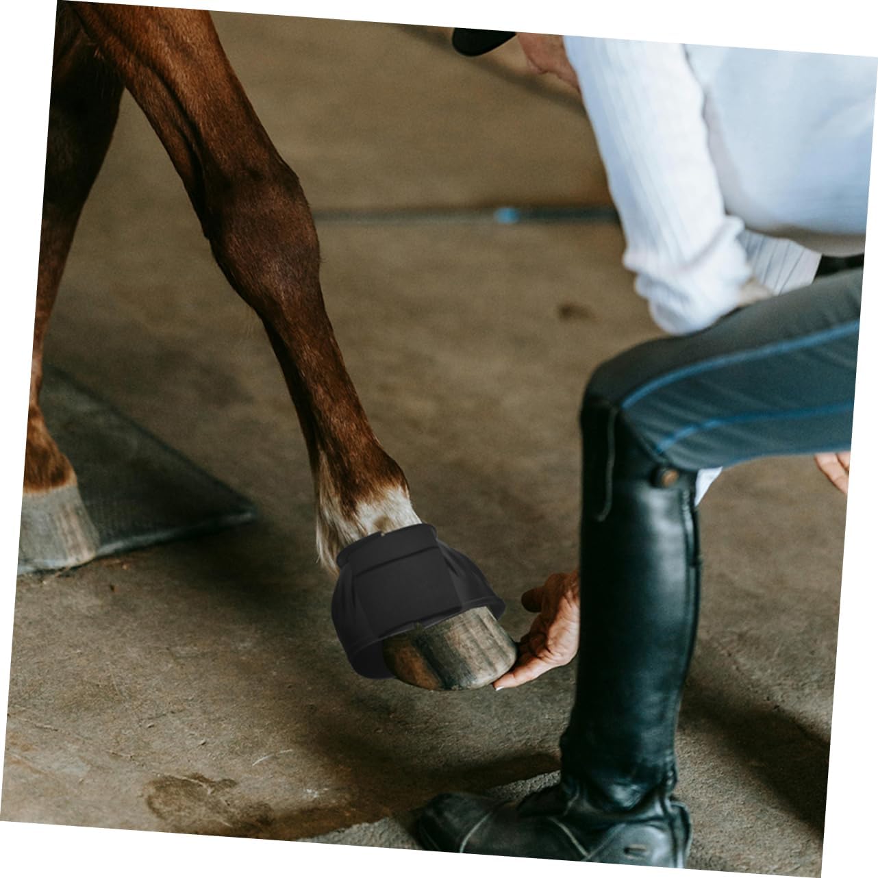 ibasenice 4pcs Portable Horse Leg Protectors Professional Rubber Tendon Boots for Convenient Support Compact Design to Reduce Scratching and Leg Fatigue for Riding and Training