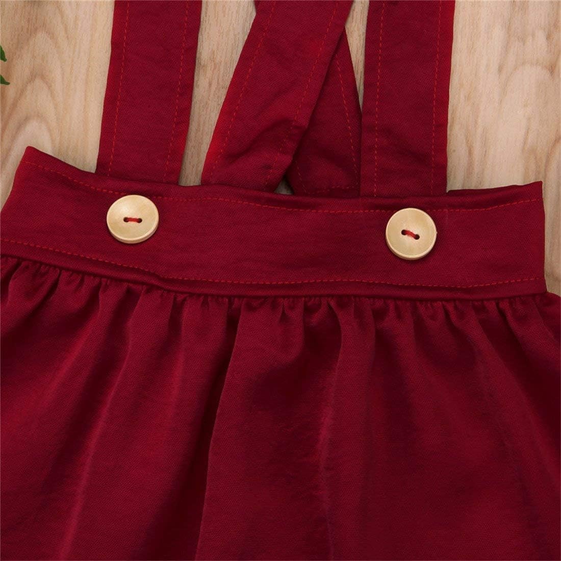 FIOMVA Toddler Infant Baby Girl Clothes Ruffle Button Suspender Skirt Overall Strap Dress One Piece Summer Outfits