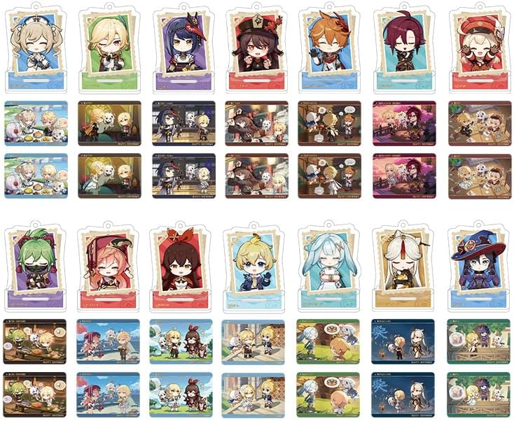 GENSHIN IMPACT Photo Memories of Beautiful Momennts Series Acrylic Stand Keychain & Collectible Cards Set image 2