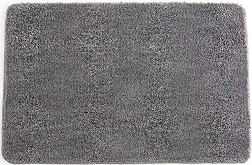 Tapis de bain à poils longs doux en microfibre gris facile à nettoyer