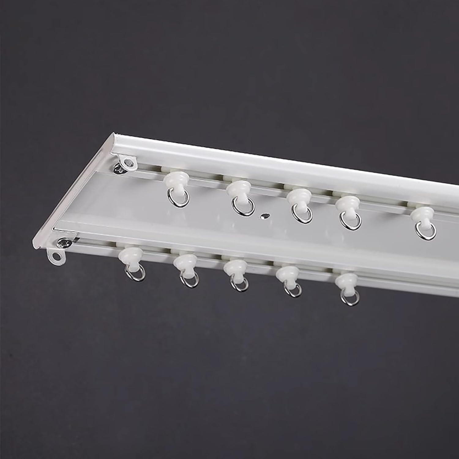 Double Rail Ceiling Curtain Track, 6mm Thick Conjoined Drapery Rod Brackets, Straight Curtain Mute Pole for Windows, Bedroom Curtain Rail(White,92in/2.35m/7.6ft)