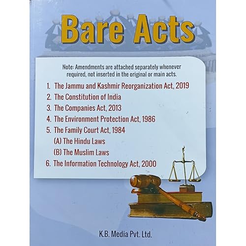Combo Sale of 6 bare acts for Law Students/Judiciary aspirants, The J&amp;K reorganization act, The Constitution of India, Environment protection act, Family act (Hindu &amp; muslim Both), IT act.